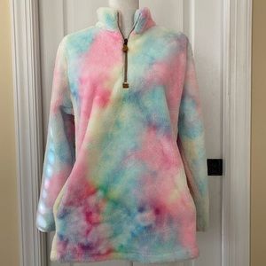 🦄 Unicorn, cotton candy, tie-dyed, fleece jacket, Very soft and fluffy! S